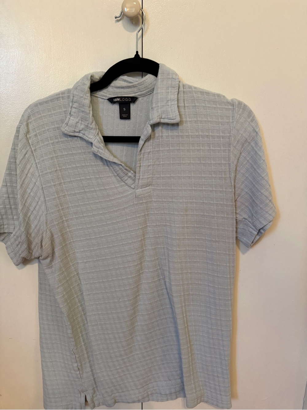 H&M Light Gray Textured Short-Sleeve Polo